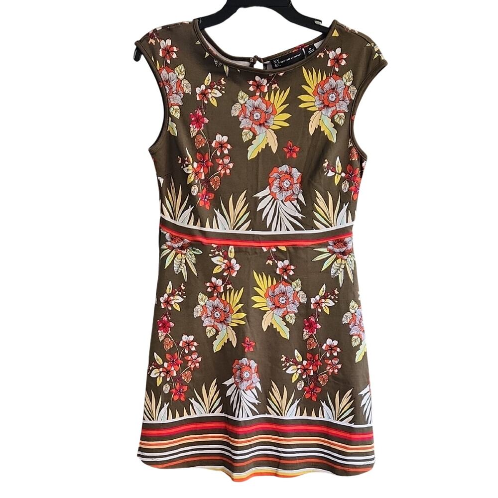 New York & Company Floral Mini Dress - Multicolor Size Medium